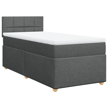 Boxspringbett mit Matratze Dunkelgrau Einzelbett Stoff