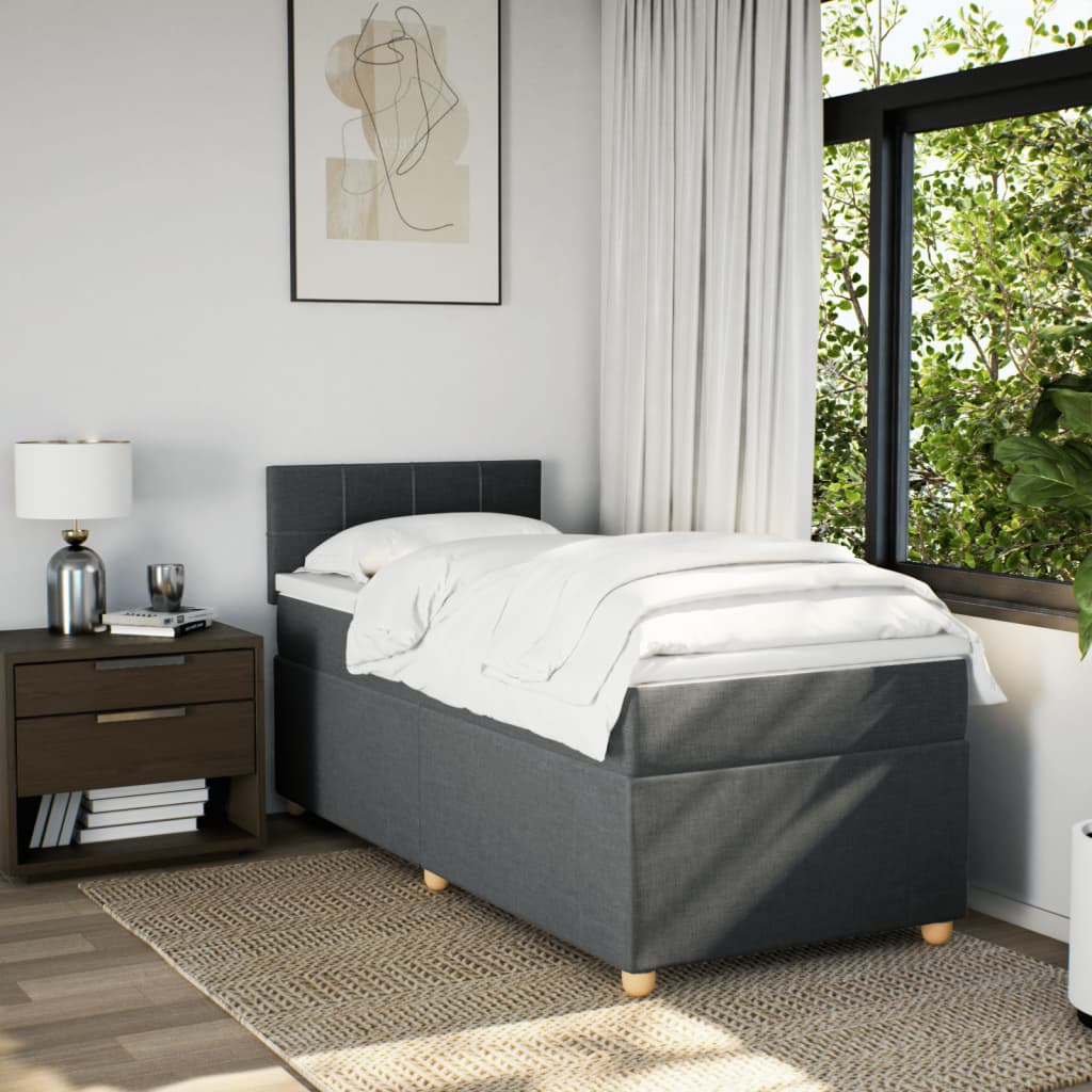 Boxspringbett mit Matratze Dunkelgrau Stoff