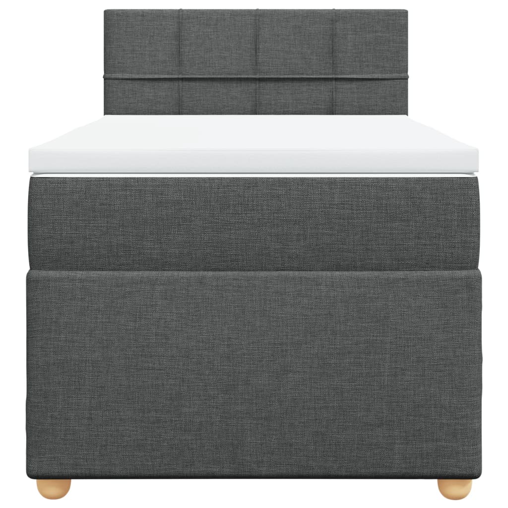 Boxspringbett mit Matratze Dunkelgrau Einzelbett Stoff