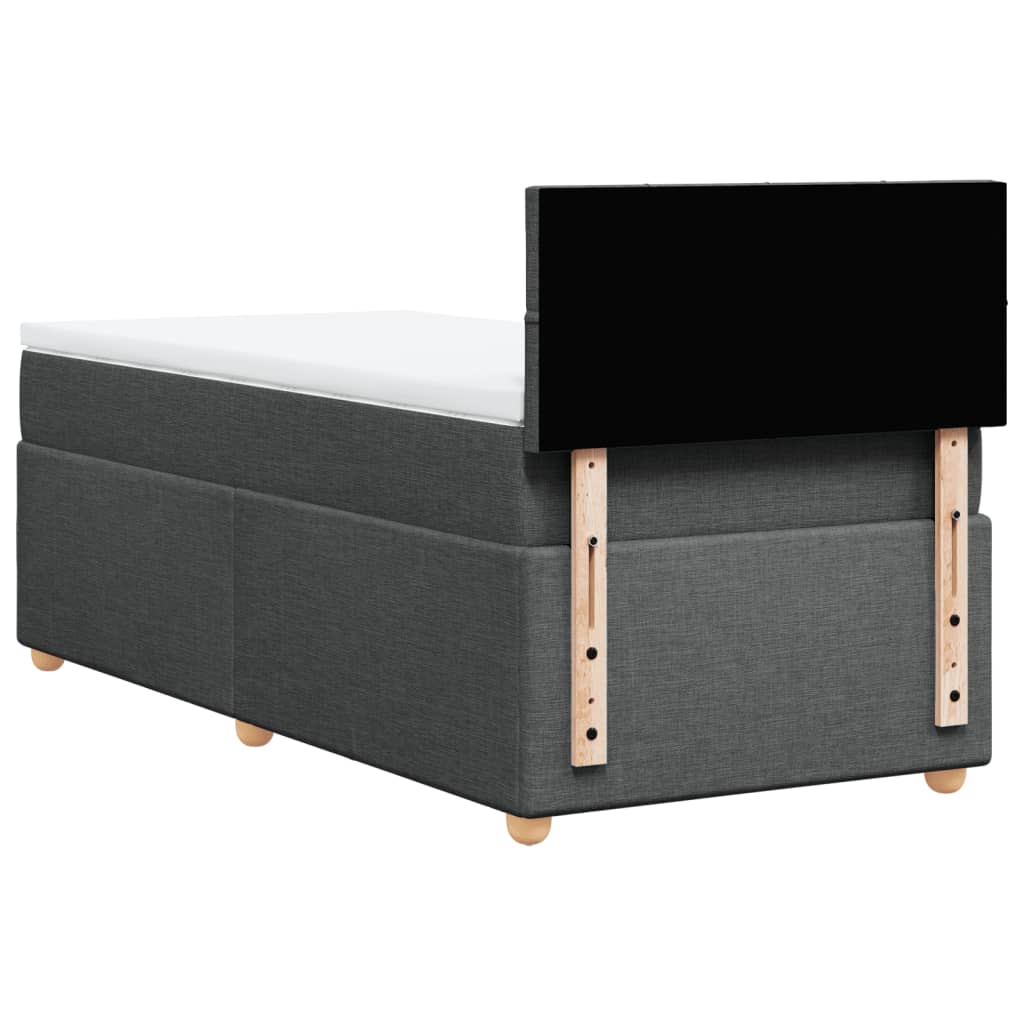 Boxspringbett mit Matratze Dunkelgrau Einzelbett Stoff