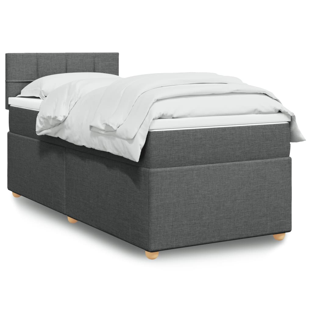 Boxspringbett mit Matratze Dunkelgrau Einzelbett Stoff