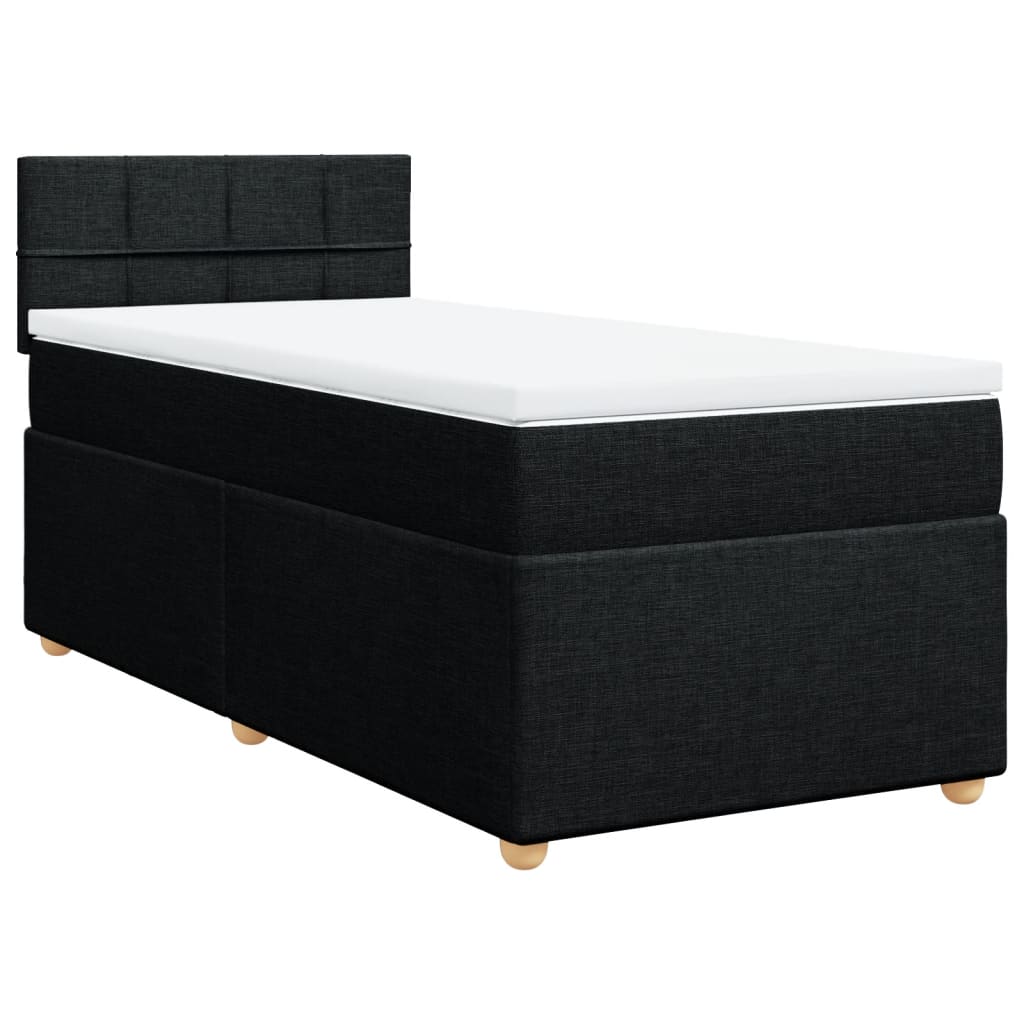 Boxspringbett mit Matratze Schwarz Einzelbett Stoff
