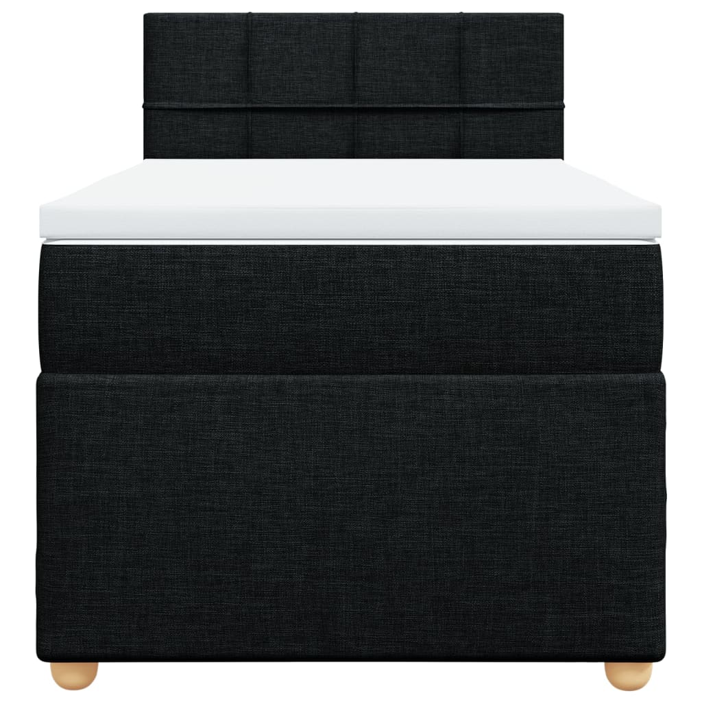 Boxspringbett mit Matratze Schwarz Einzelbett Stoff