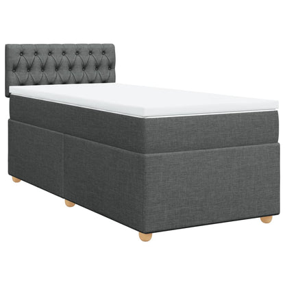 Boxspringbett mit Matratze Dunkelgrau Einzelbett Stoff