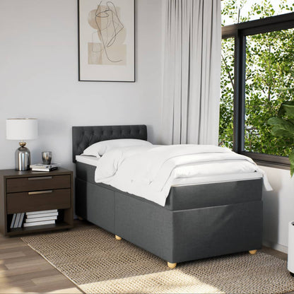 Boxspringbett mit Matratze Dunkelgrau Einzelbett Stoff