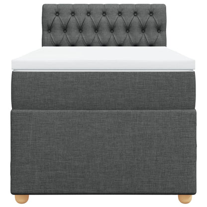 Boxspringbett mit Matratze Dunkelgrau Einzelbett Stoff