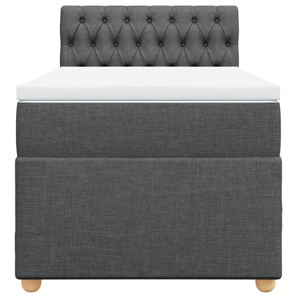 Boxspringbett mit Matratze Dunkelgrau Einzelbett Stoff
