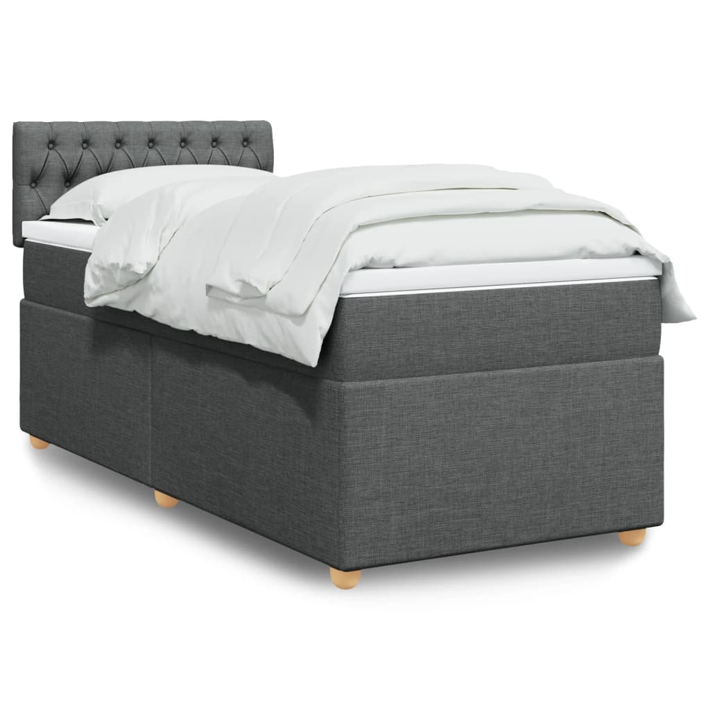 Boxspringbett mit Matratze Dunkelgrau Einzelbett Stoff