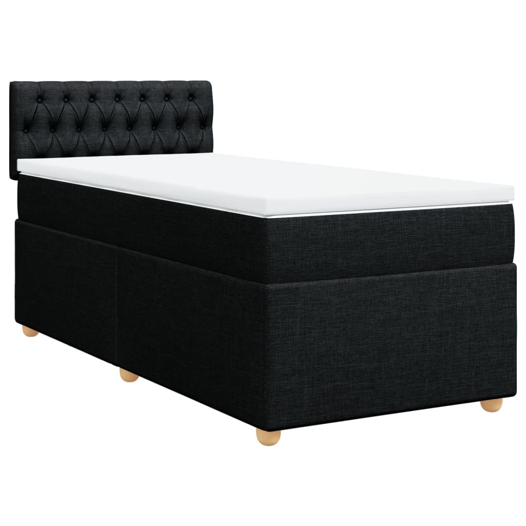 Boxspringbett mit Matratze Schwarz Einzelbett Stoff