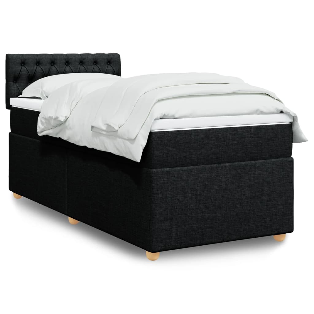 Boxspringbett mit Matratze Schwarz Einzelbett Stoff