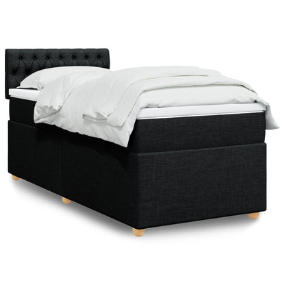 Boxspringbett mit Matratze Schwarz Einzelbett Stoff