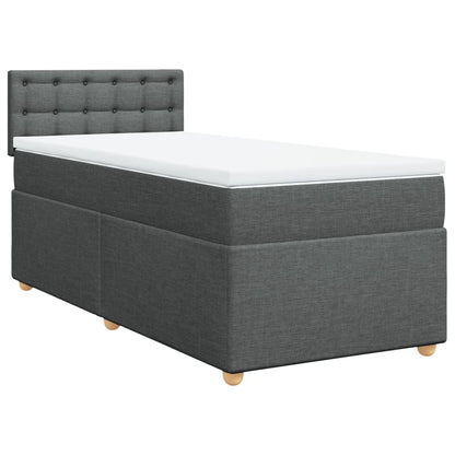 Boxspringbett mit Matratze Dunkelgrau Einzelbett Stoff