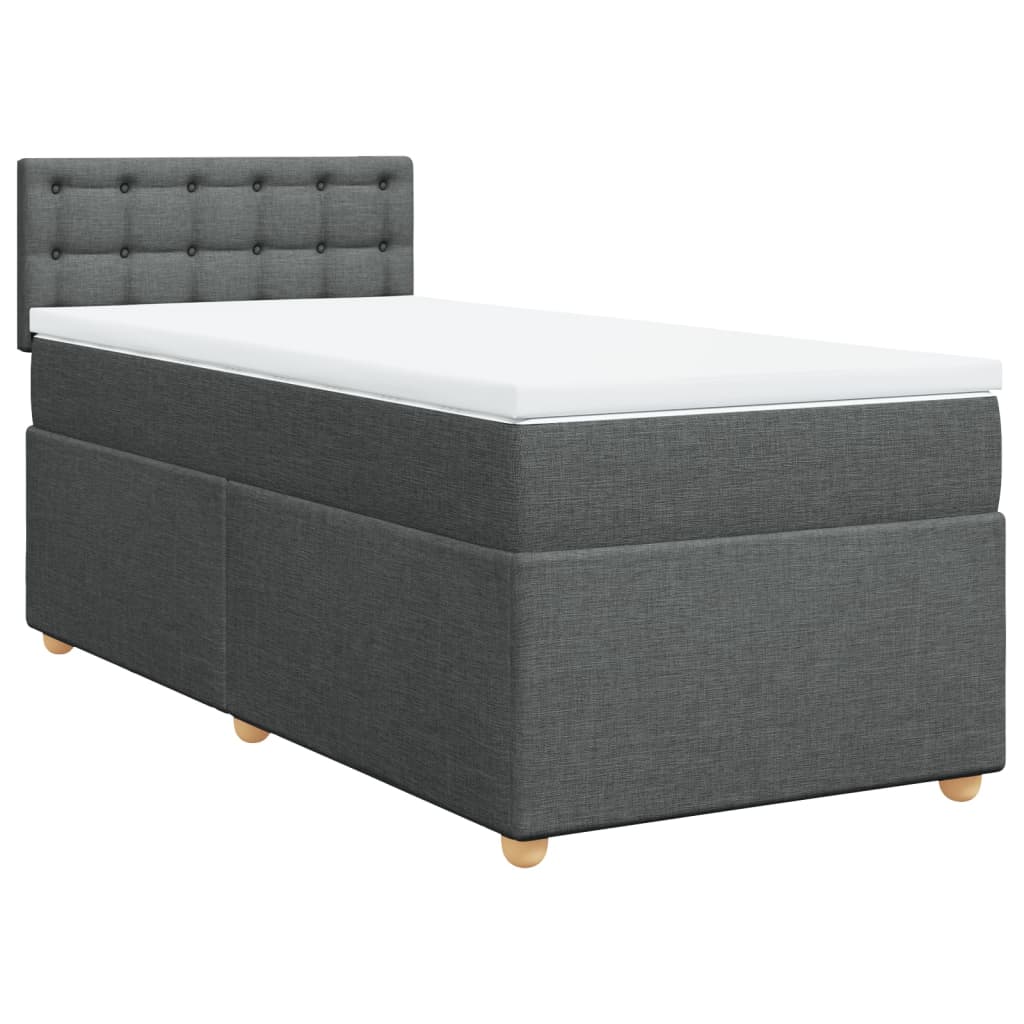 Boxspringbett mit Matratze Dunkelgrau Einzelbett Stoff