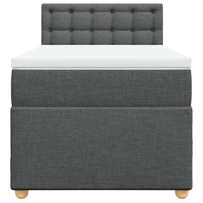 Boxspringbett mit Matratze Dunkelgrau Einzelbett Stoff