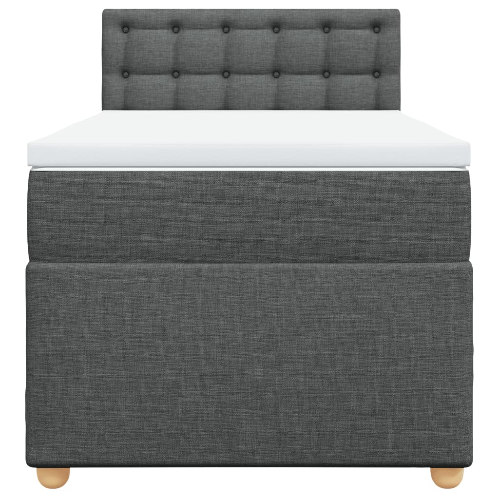 Boxspringbett mit Matratze Dunkelgrau Einzelbett Stoff