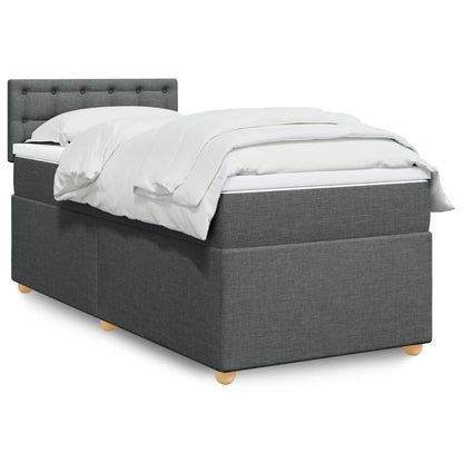 Boxspringbett mit Matratze Dunkelgrau Einzelbett Stoff