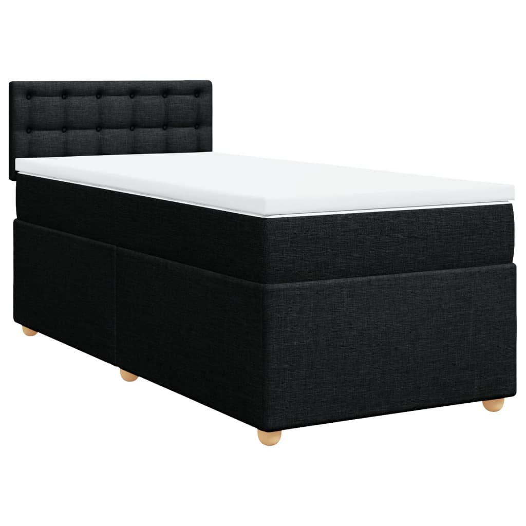 Boxspringbett mit Matratze Schwarz Einzelbett Stoff