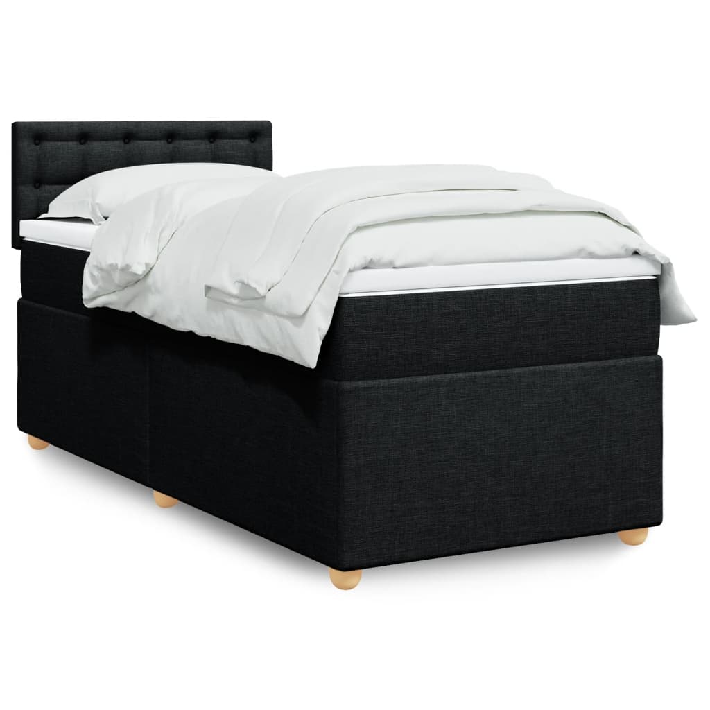 Boxspringbett mit Matratze Schwarz Einzelbett Stoff