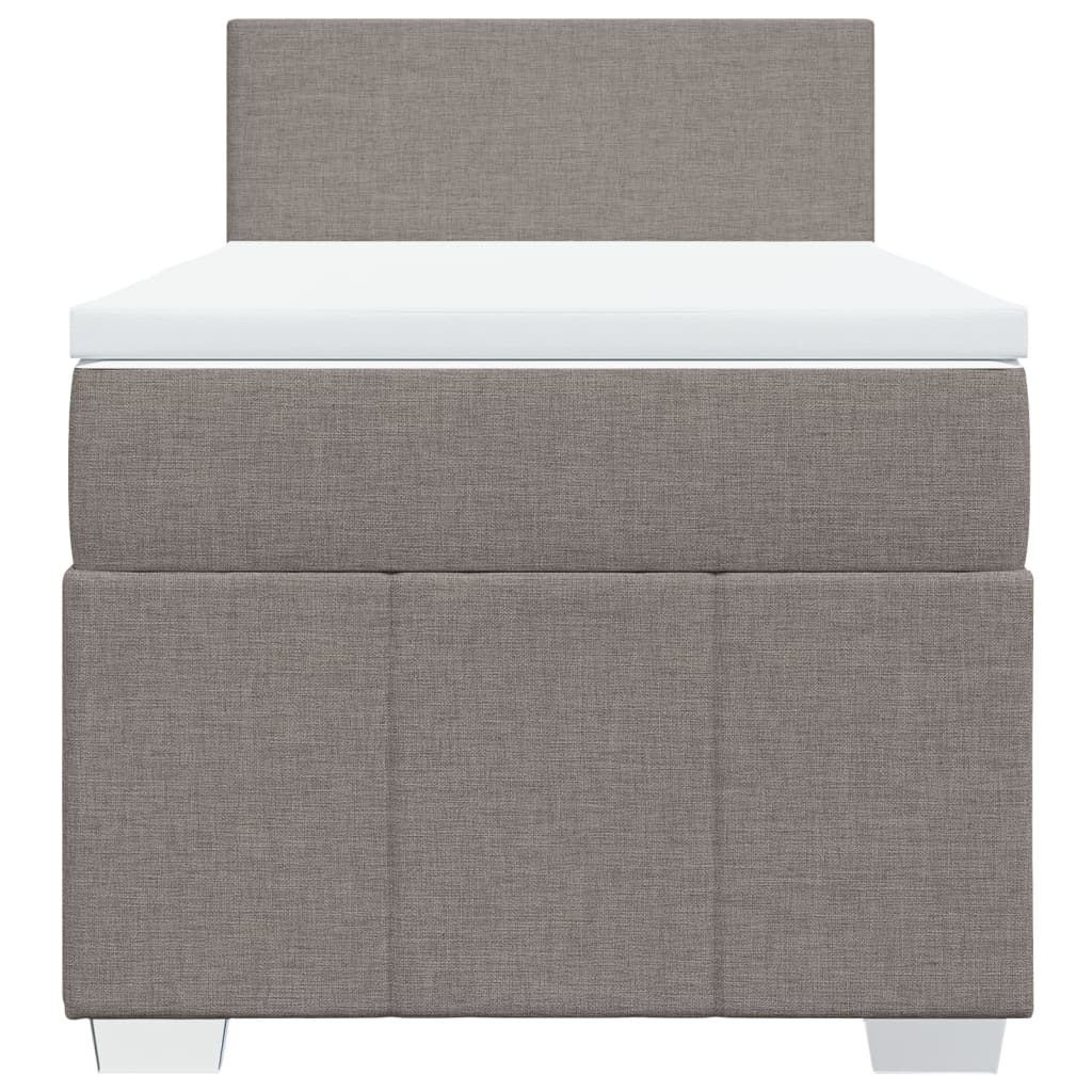 Lit sommier tapissier avec matelas tissu taupe 80x200 cm
