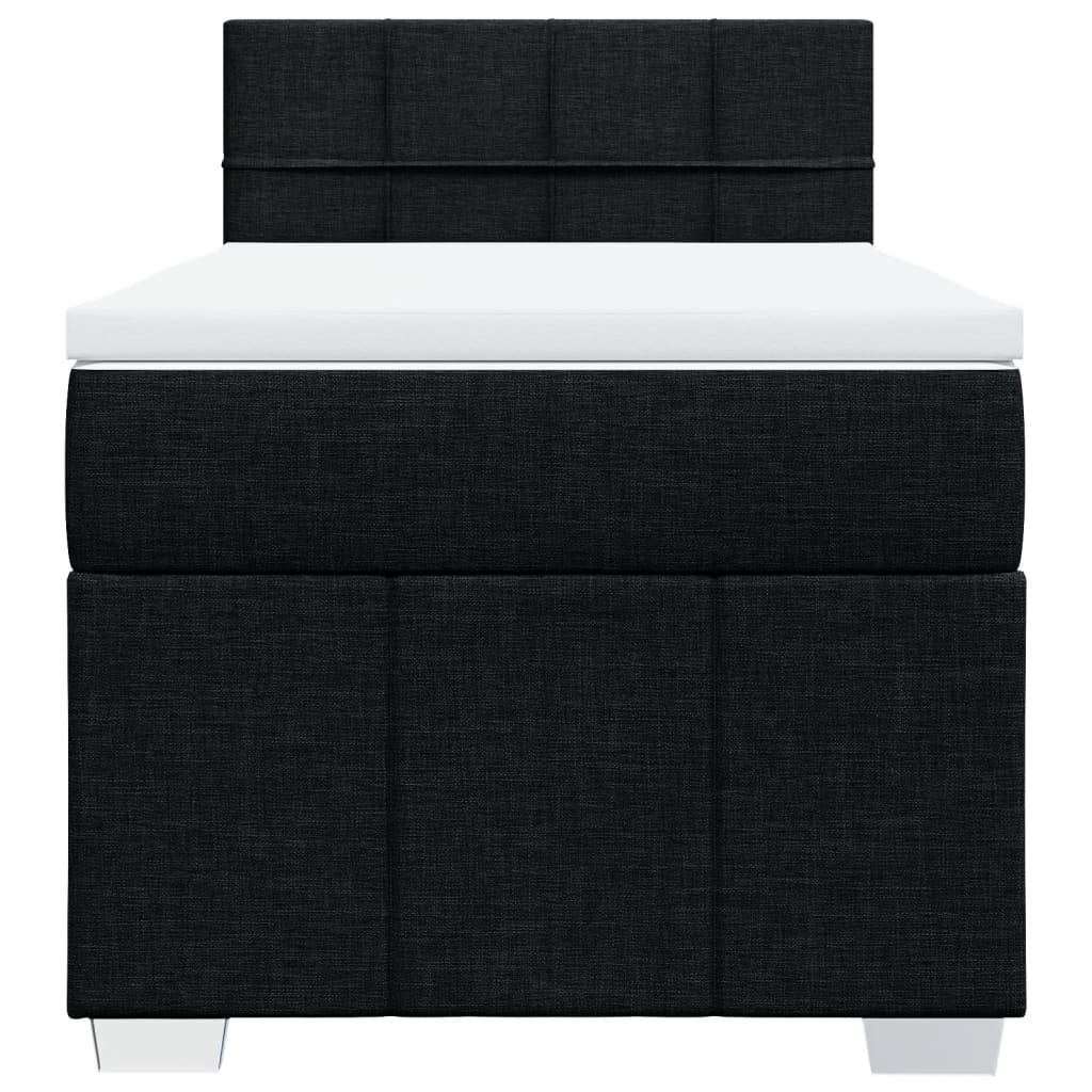 Lit à sommier tapissier avec matelas tissu noir 80x200 cm