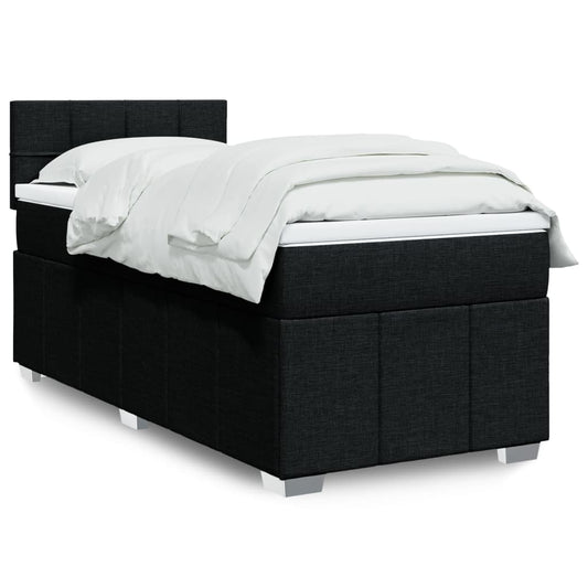 Lit à sommier tapissier avec matelas tissu noir 80x200 cm