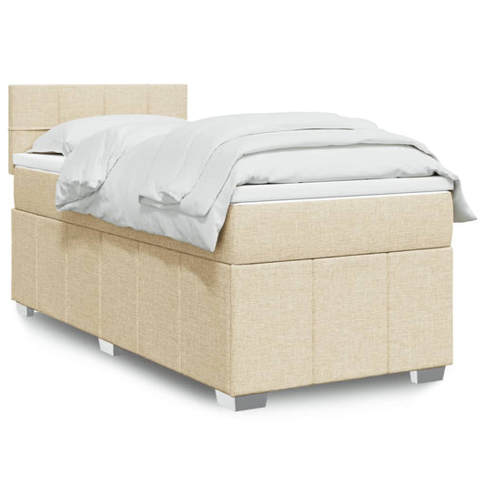 Boxspringbett mit Matratze Creme 80x200 cm Stoff