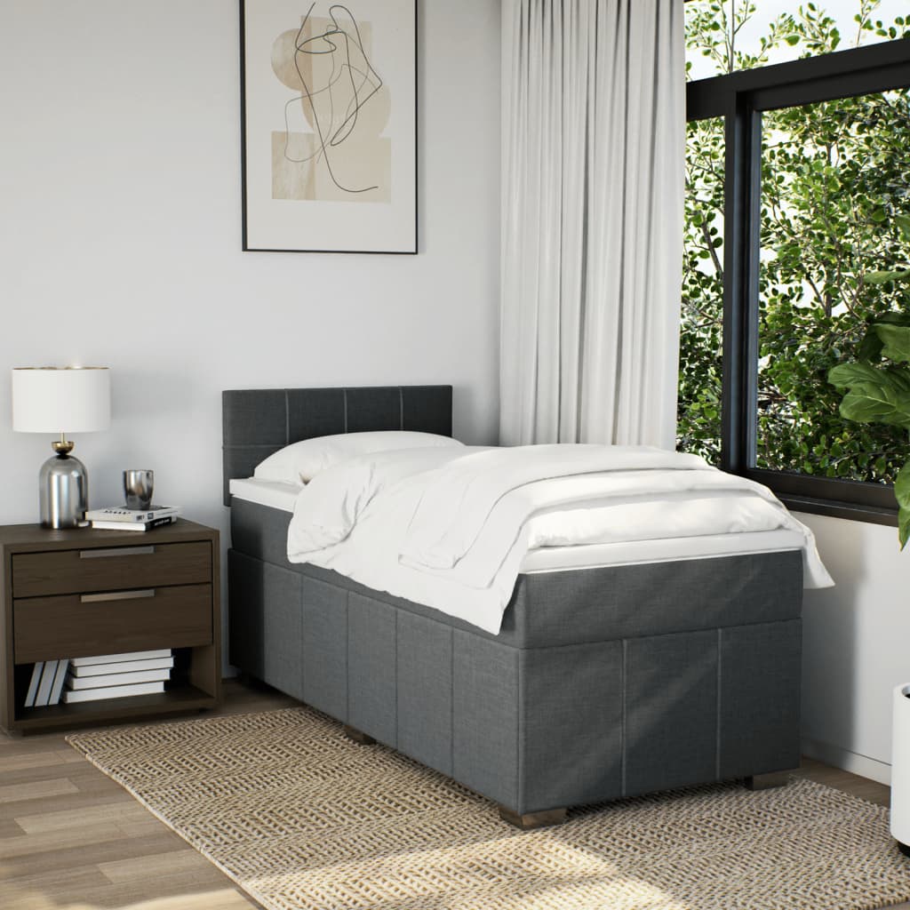 Boxspringbett mit Matratze Dunkelgrau 90x190 cm Stoff