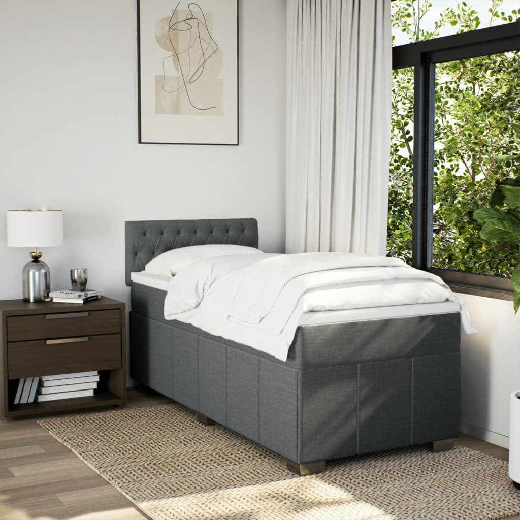 Boxspringbett mit Matratze Dunkelgrau 90x190 cm Stoff