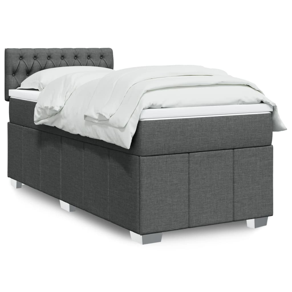 Boxspringbett mit Matratze Dunkelgrau 90x190 cm Stoff