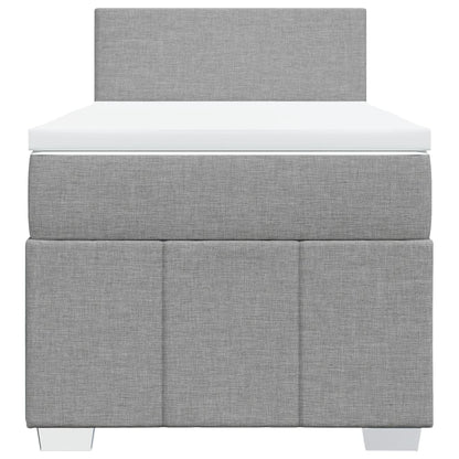 Boxspringbett mit Matratze Hellgrau 90x200 cm Stoff