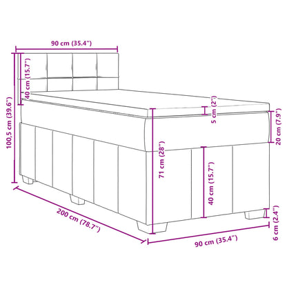 Boxspringbett mit Matratze Hellgrau 90x200 cm Stoff