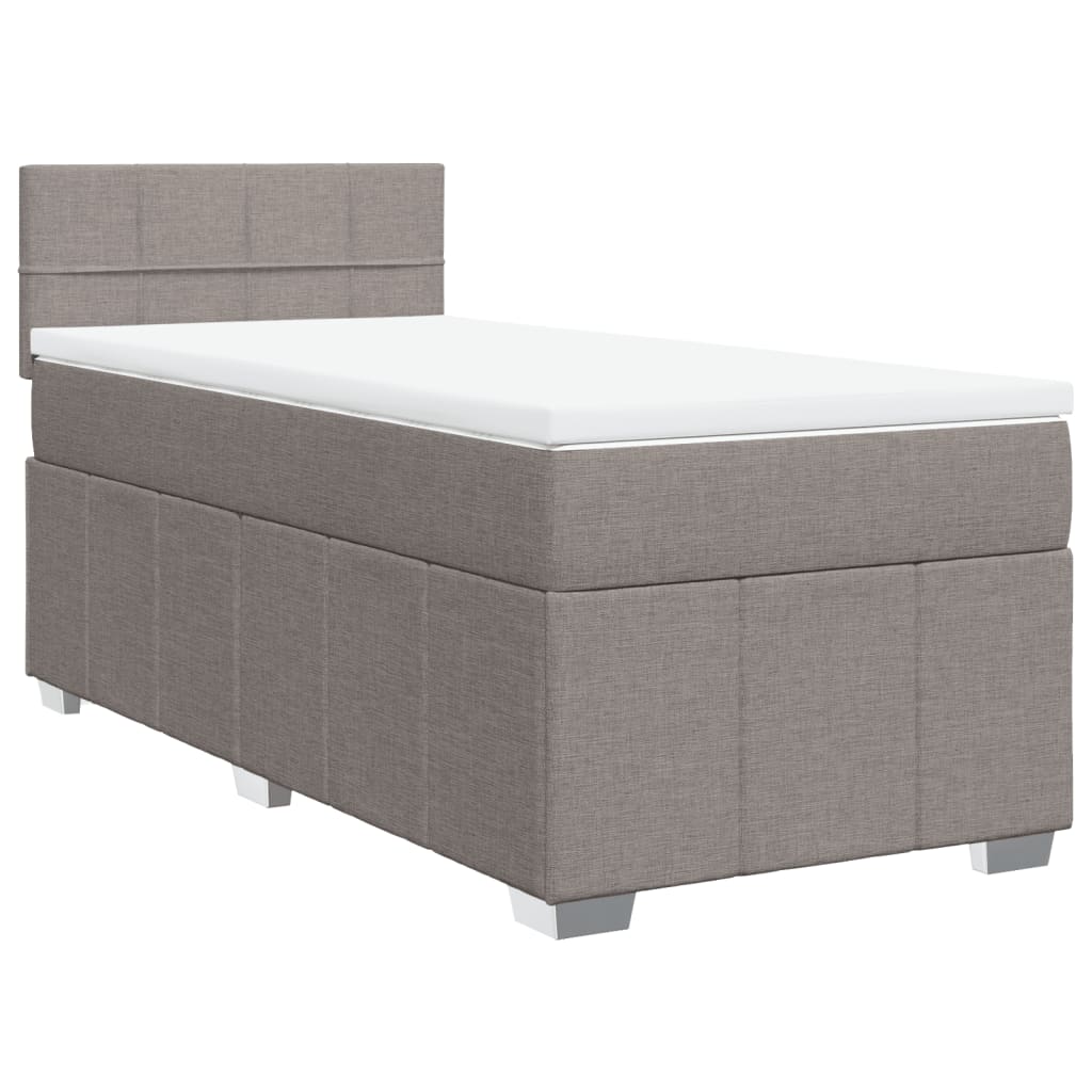 Lit sommier tapissier avec matelas tissu taupe 90x200 cm