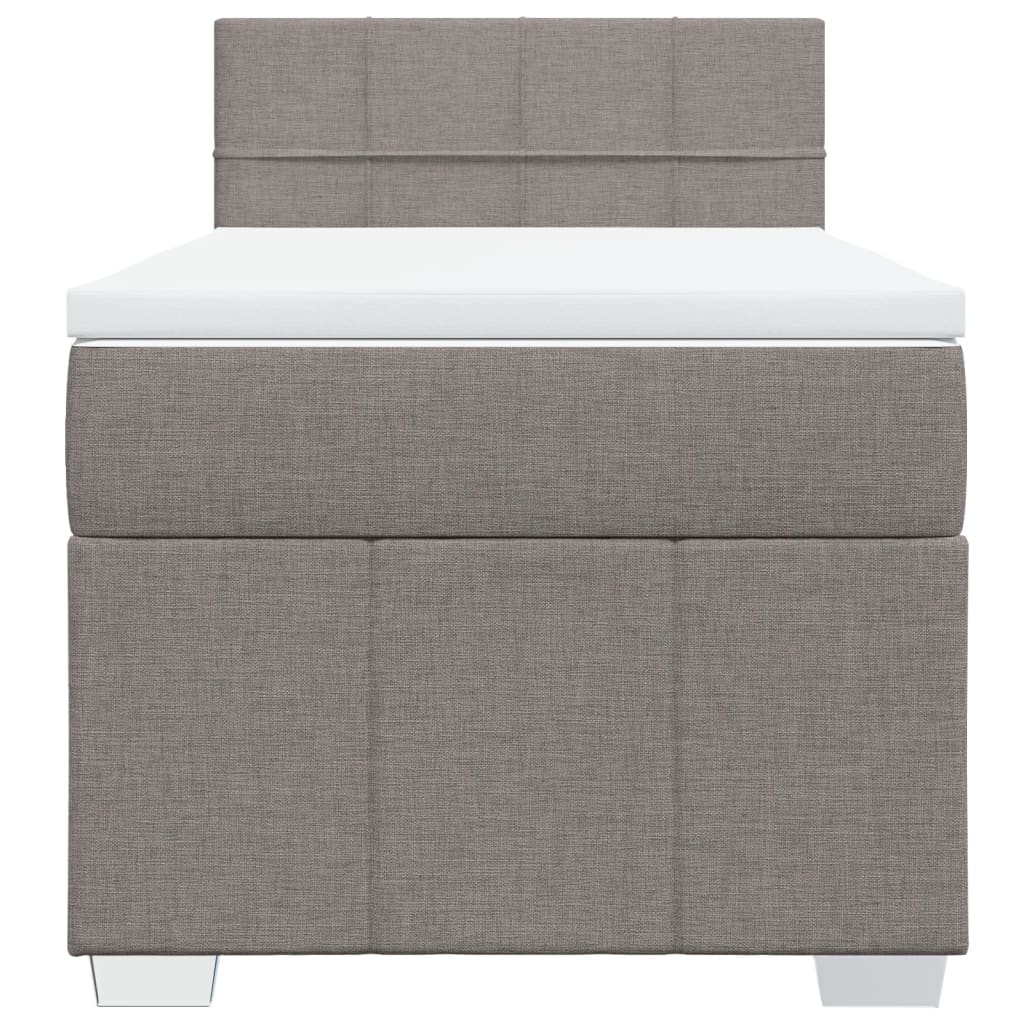 Lit sommier tapissier avec matelas tissu taupe 90x200 cm