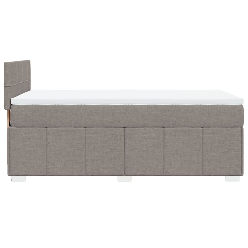 Lit sommier tapissier avec matelas tissu taupe 90x200 cm