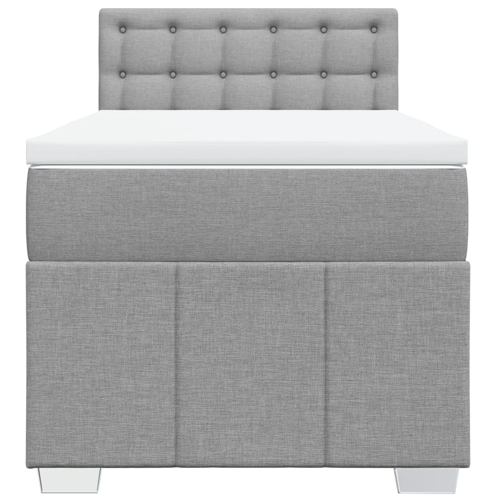 Boxspringbett mit Matratze Hellgrau 90x200 cm Stoff