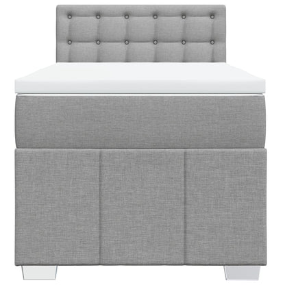 Boxspringbett mit Matratze Hellgrau 90x200 cm Stoff