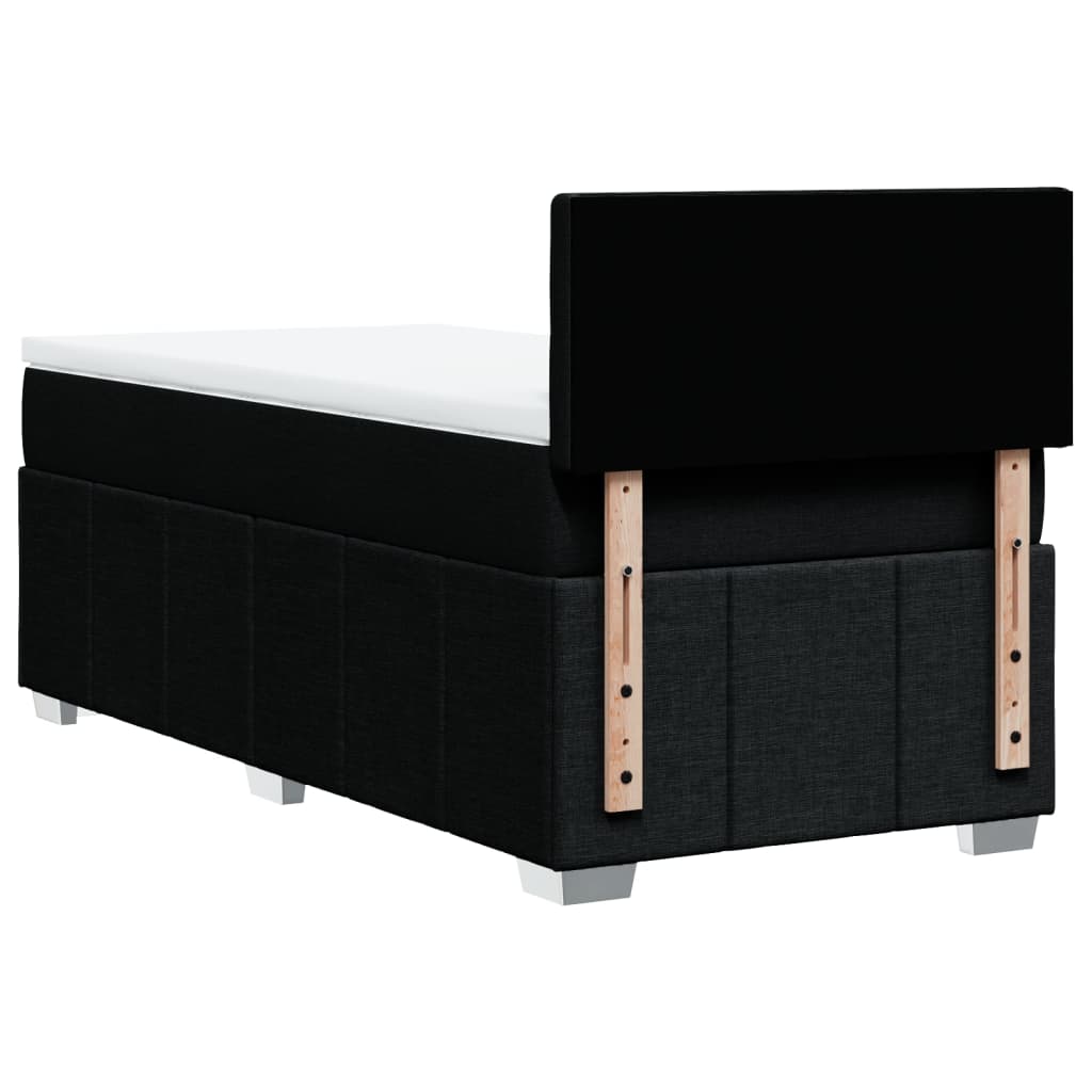 Lit à sommier tapissier avec matelas tissu noir 90x200 cm