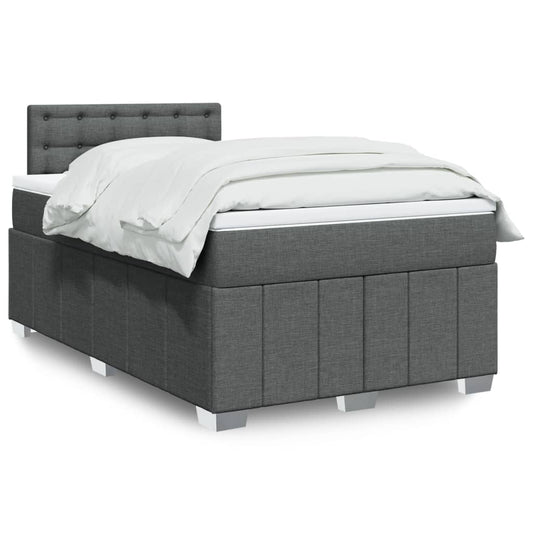 Box spring bed with mattress dark grey 120x190 cm fabric