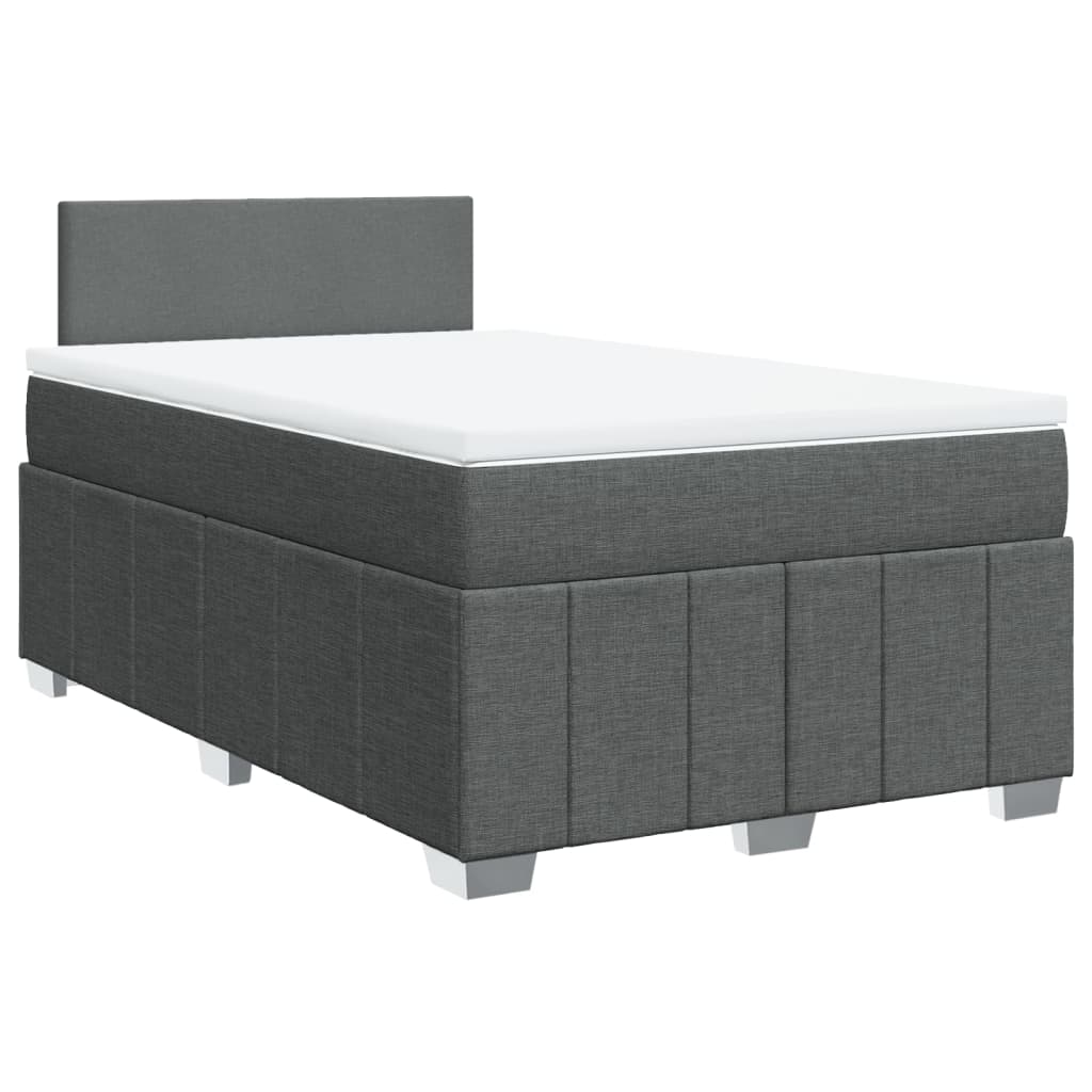 Box spring bed with mattress dark grey 120x200 cm fabric