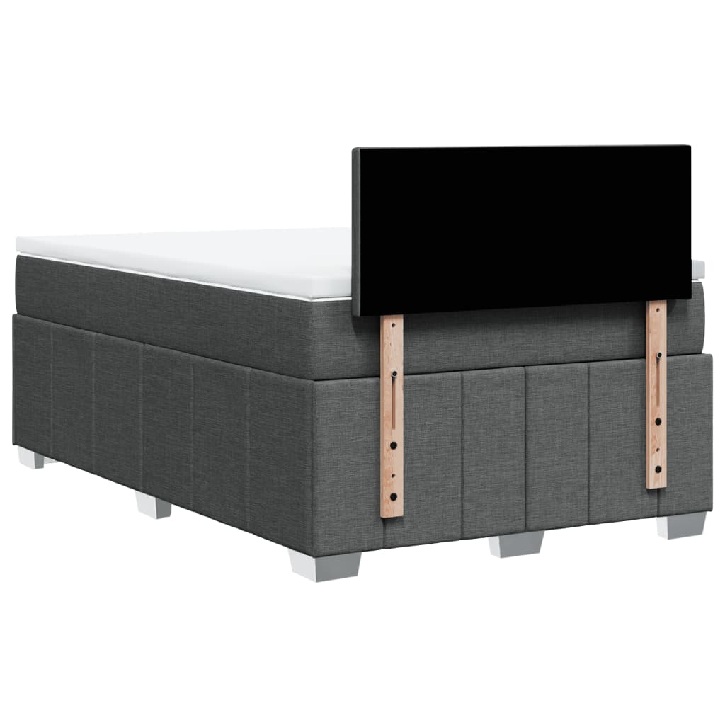 Box spring bed with mattress dark grey 120x200 cm fabric