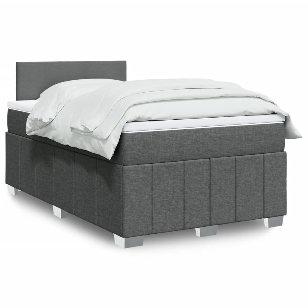Box spring bed with mattress dark grey 120x200 cm fabric
