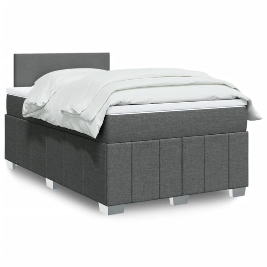 Box spring bed with mattress dark grey 120x200 cm fabric