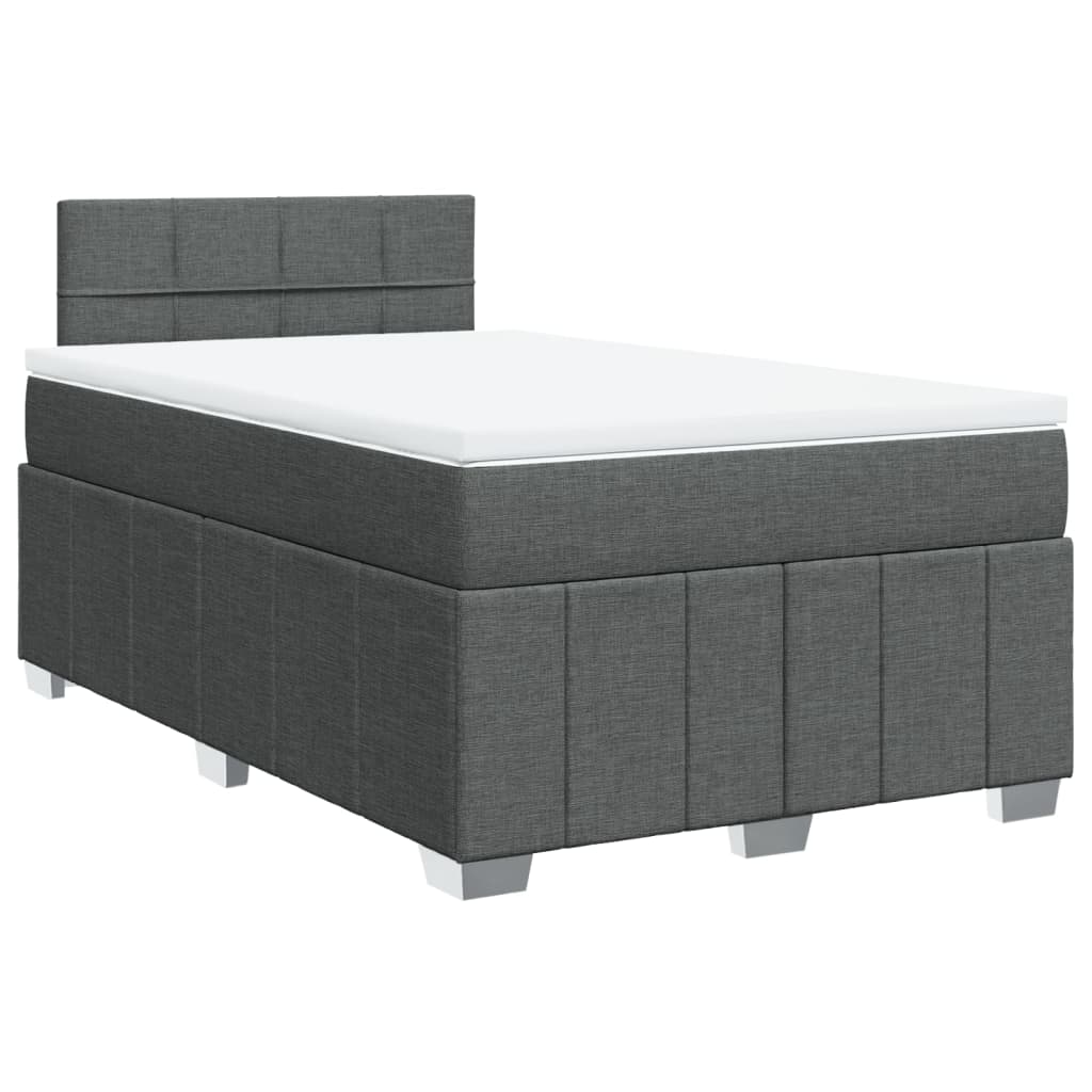 Box spring bed with mattress dark grey 120x200 cm fabric