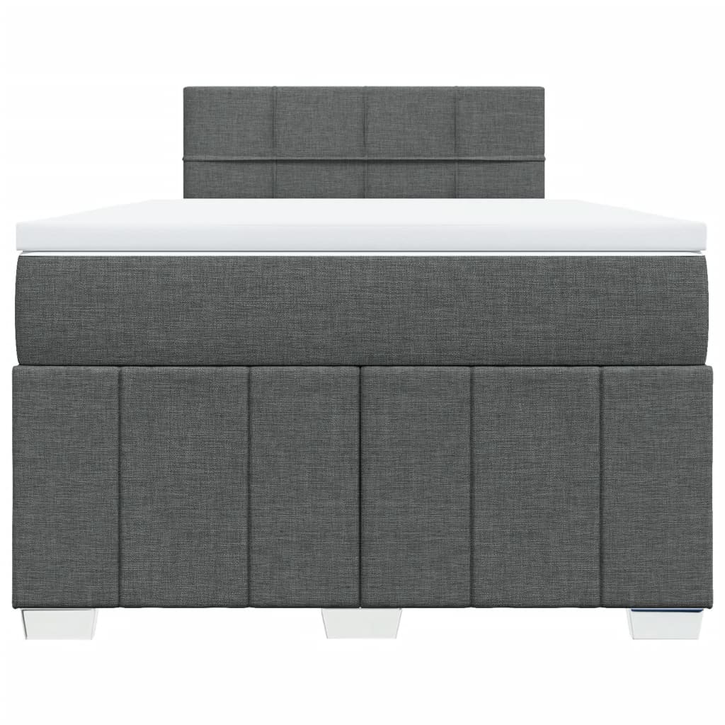 Box spring bed with mattress dark grey 120x200 cm fabric