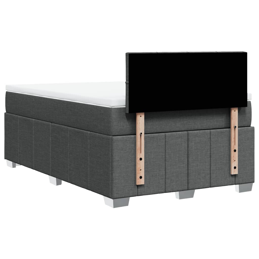 Box spring bed with mattress dark grey 120x200 cm fabric