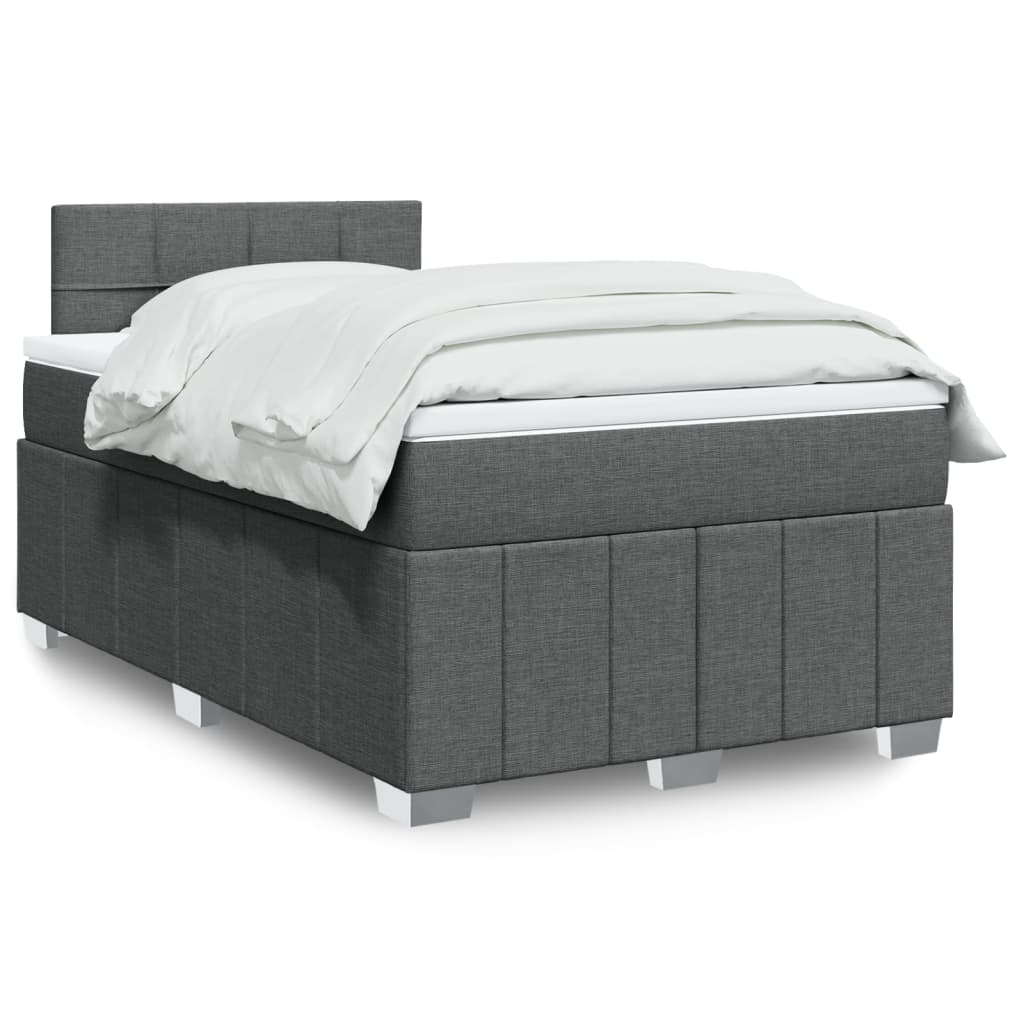 Box spring bed with mattress dark grey 120x200 cm fabric