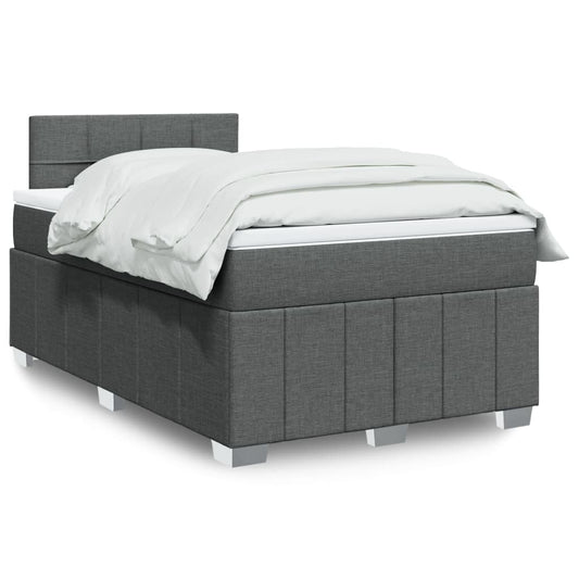 Box spring bed with mattress dark grey 120x200 cm fabric