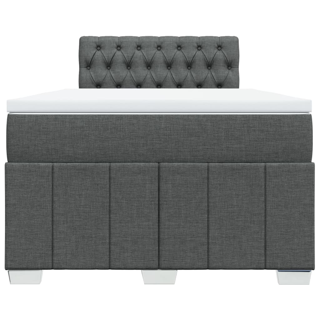 Box spring bed with mattress dark grey 120x200 cm fabric