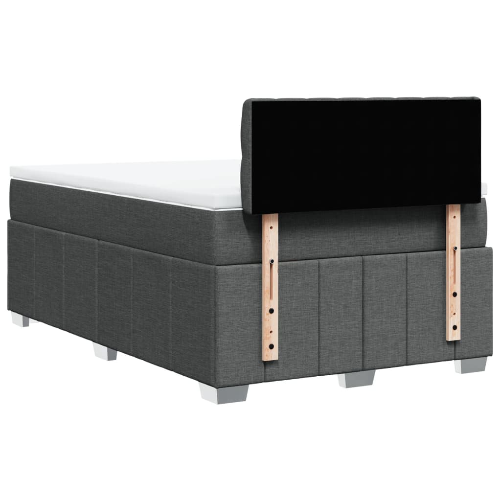 Box spring bed with mattress dark grey 120x200 cm fabric