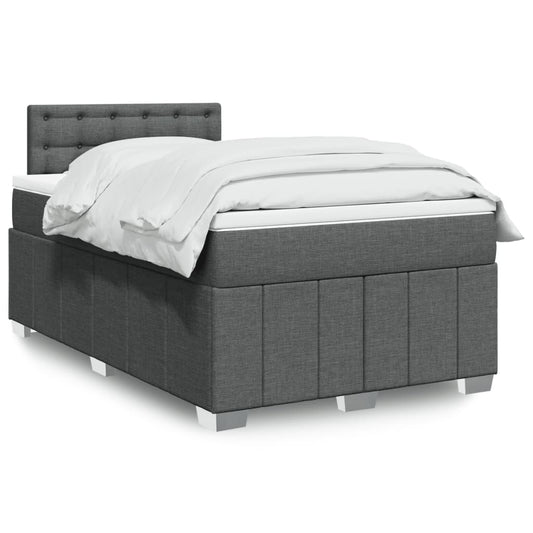 Box spring bed with mattress dark grey 120x200 cm fabric